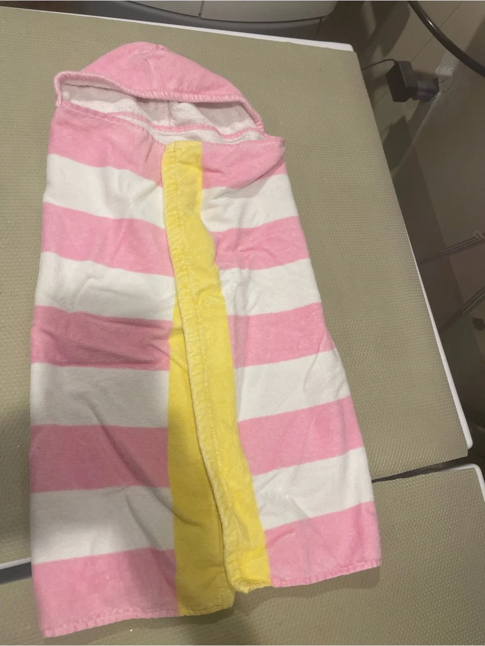 Pottery Barn Kids Pink & White Striped Hooded Top with Yellow Sun